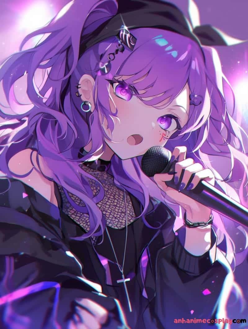 ảnh anime màu tím đẹp xinh